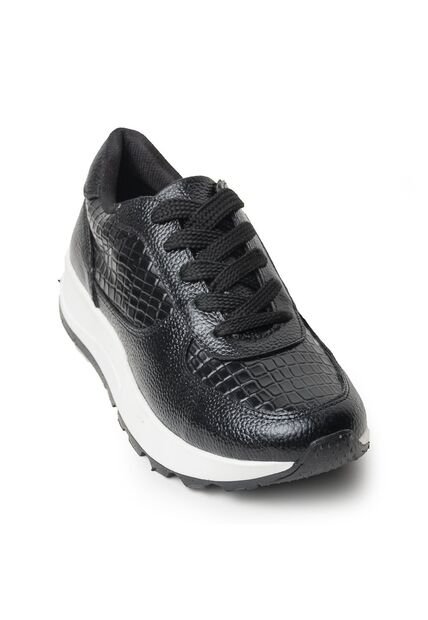 Sky Walk Tenis Moda Para Mujer En Cuero 802G13NEGRO