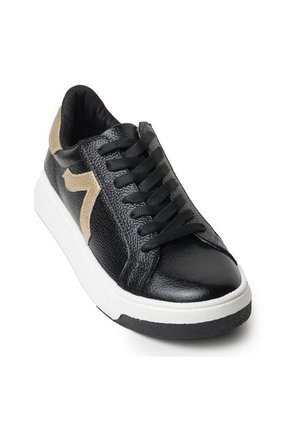 Sky Walk Tenis Moda Para Mujer En Cuero 802G02NEGRO