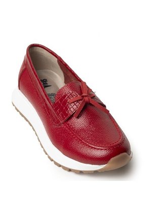 Sky Walk Mocasines Para Mujer En Cuero 802G11ROJO