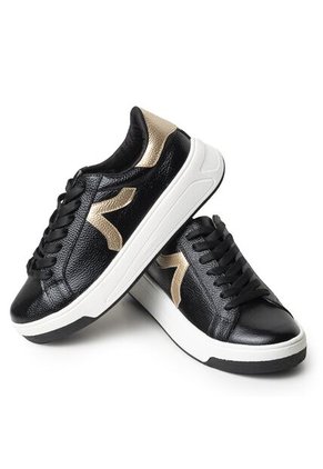 Sky Walk Tenis Moda Para Mujer En Cuero 802G02NEGRO
