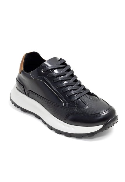 Sky Walk Tenis Urbanos En Cuero Para Hombre 66311175-0NEGRO