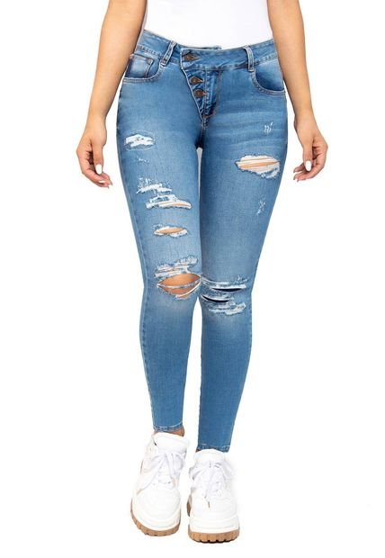 Jeans Slim Fit Con Rotos Tiro Alto - Saramanta Classic - Compra Ahora |  Dafiti Colombia