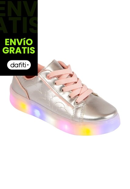 Zapatos Casuales Con Luces Ambar Para Niña Plateado Smartfit 210606 Payless