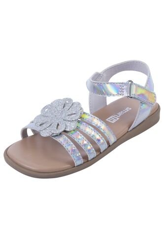 Sandalias Mila Con Diseño De Flor Para Niña Pequeña Plateado Smartfit 201086 Smartfit