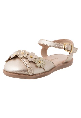 Zapatos Planos Con Diseño De Flores Para Niña Pequeña Dorado Smartfit 197568 Smartfit