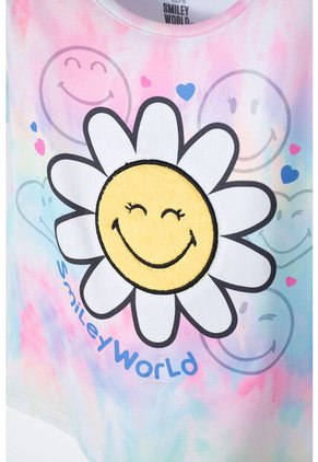 Camiseta De Smiley Multicolor Estampada Para Niña 2T A 5T 4T