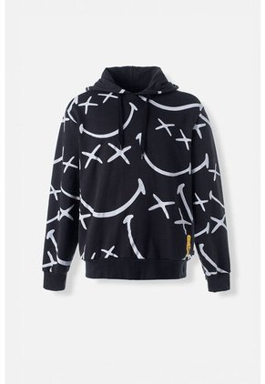 Buzo De Smiley Negro Y Blanco Con Capucha Género Neutro S