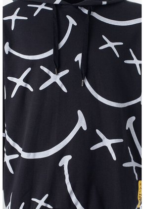 Buzo De Smiley Negro Y Blanco Con Capucha Género Neutro XL