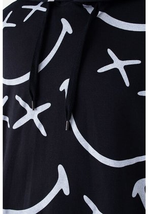 Buzo De Smiley Negro Y Blanco Con Capucha Género Neutro XL