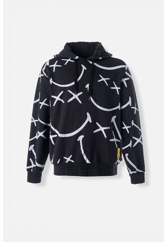 Buzo De Smiley Negro Y Blanco Con Capucha Género Neutro XS SMILEY WORLD