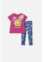 Conjunto De Smiley Fucsia Y Azul De Pantalón Largo Para Niña 2T A 5T 4T de SMILEY WORLD