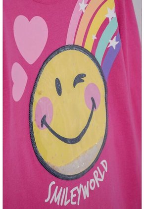 Conjunto De Smiley Fucsia Y Azul De Pantalón Largo Para Niña 2T A 5T 4T
