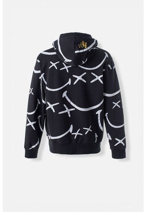 Buzo De Smiley Negro Y Blanco Con Capucha Género Neutro XS