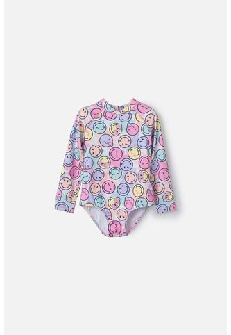 Vestido De Baño De Smiley Multicolor Manga Larga Para Niña 2T A 5T 4T SMILEY WORLD