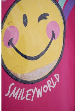 Conjunto De Smiley Fucsia Y Azul De Pantalón Largo Para Niña 2T A 5T 2T