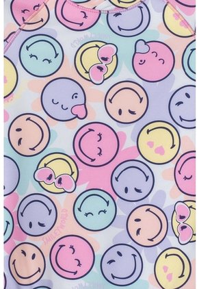 Vestido De Baño De Smiley Multicolor Manga Larga Para Niña 2T A 5T 5T