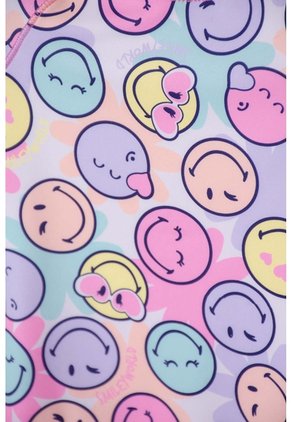 Vestido De Baño De Smiley Multicolor Manga Larga Para Niña 2T A 5T 5T