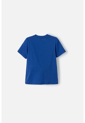 Camiseta De Smiley Azul Eléctrico Manga Corta Para Niño 2T A 5T 2T