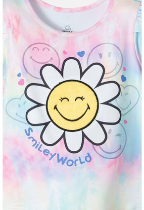 Camiseta De Smiley Multicolor Estampada Para Niña 2T A 5T 5T
