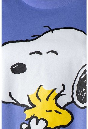 Pijama De Snoopy Azul Manga Corta Para Mujer XS