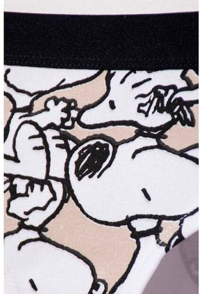 Pack X2 Panties De Snoopy Con Cintura Elástica Blanco Y Caqui Para Mujer L