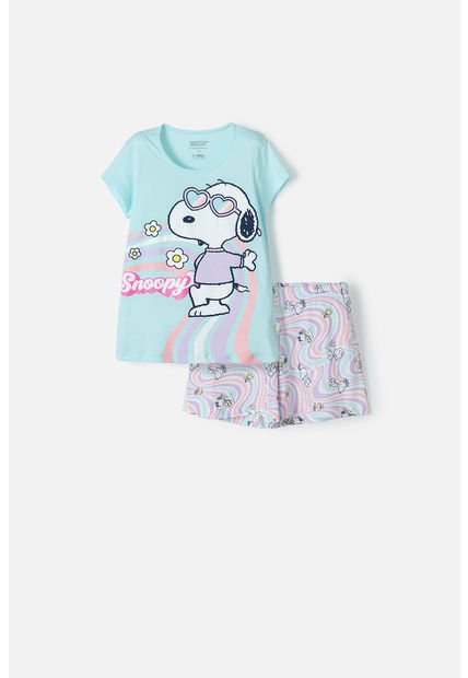 Pijama Snoopy Con Short Multicolor Para Niña 10