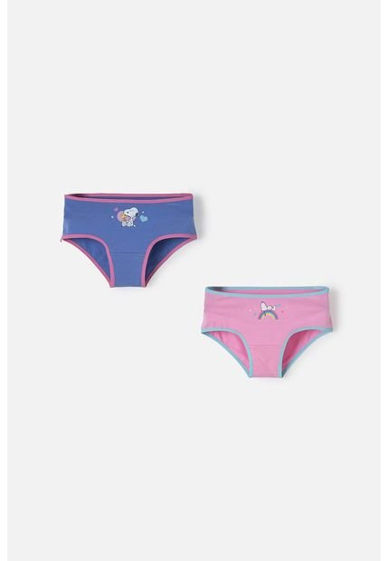 Pack X2 Panties De Snoopy Rosado, Hortensia Y Turquesa Estampados Para Niña 6