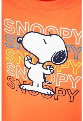 Camiseta De Snoopy Manga Corta Naranja Para Niño 2T A 5T 5T