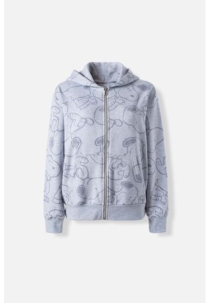 Buzo De Snoopy Gris Con Cierre Frontal Para Mujer L