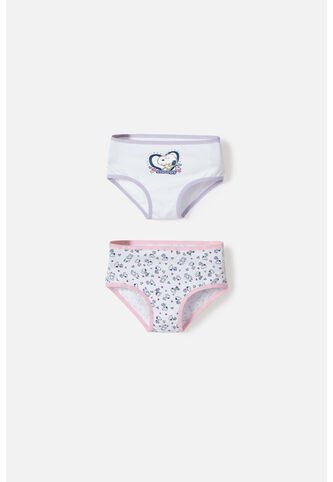 Pack X2 Panties De Snoopy Multicolor Para Niña 2T A 5T 4T Snoopy