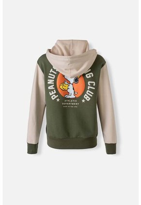 Buzo  De Snoopy Con Cierre Y Capucha Verde Y Caqui Para Mujer M