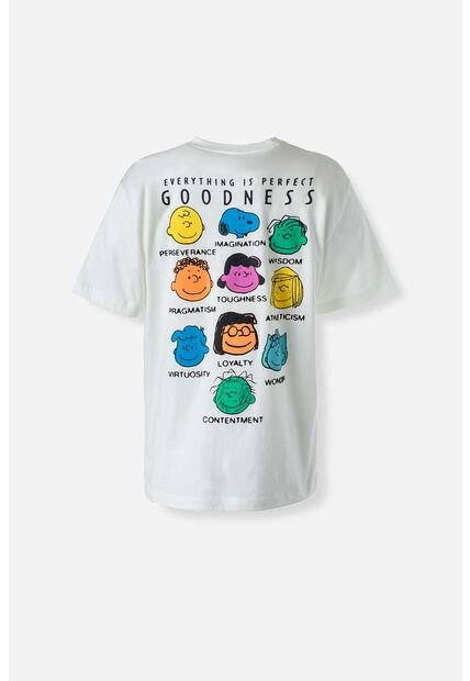 Camiseta De Snoppy Marfil Manga Corta Para Género Neutro S