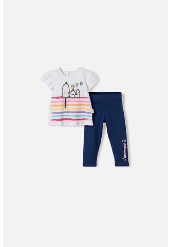 Conjunto De Snoopy Manga Corta Multicolor Para Bebé Niña 6-9 Snoopy