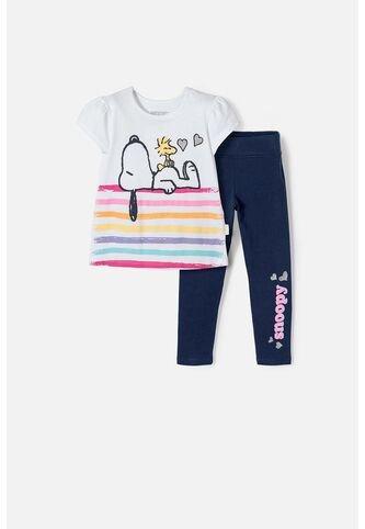 Conjunto De Snoopy Manga Corta Multicolor Para Niña 2T A 5T 3T Snoopy
