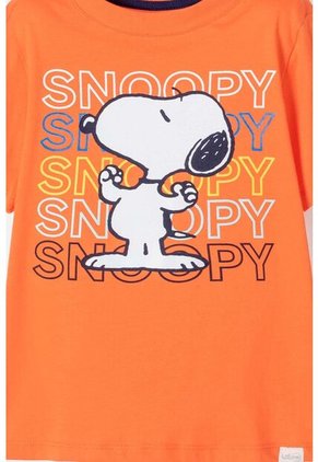 Camiseta De Snoopy Manga Corta Naranja Para Niño 2T A 5T 5T