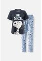 Pijama De Snoopy Gris Y Azul Claro De Pantalón Largo Para Mujer L de Snoopy