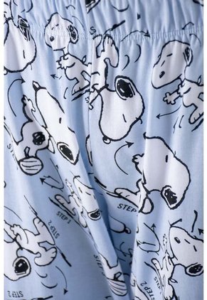 Pijama De Snoopy Gris Y Azul Claro De Pantalón Largo Para Mujer L
