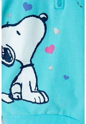 Buzo De Snoopy Azul Turquesa Con Cierre En Cuello Para Niña 10