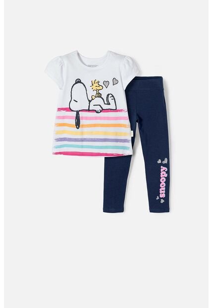 Conjunto De Snoopy Manga Corta Multicolor Para Niña 2T A 5T 4T