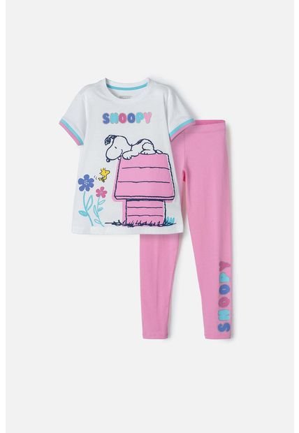 Conjunto De Snoopy Blanco Y Rosado Con Leggins Para Niña 10