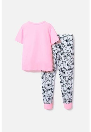 Pijama De Snoopy Con Pantalón Largo Rosada Para Mujer S
