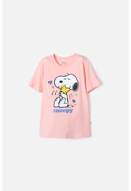 Camiseta De Snoopy Manga Corta Mandarina Para Niña 12