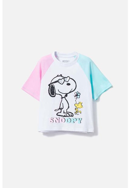 Camiseta De Snoopy Manga Corta Multicolor Para Niña 8