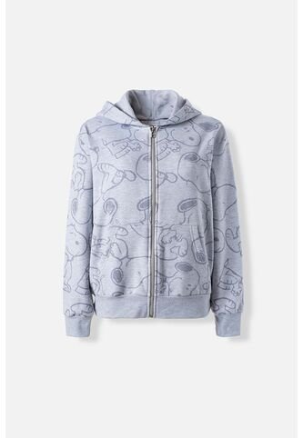 Buzo De Snoopy Gris Con Cierre Frontal Para Mujer S Snoopy