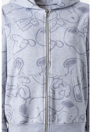 Buzo De Snoopy Gris Con Cierre Frontal Para Mujer S