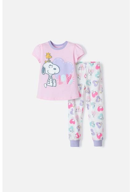 Pijama De Snoopy Multicolor De Pantalón Largo Para Niña 2t A 5t 2T