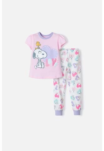 Pijama De Snoopy Multicolor De Pantalón Largo Para Niña 2t A 5t 5T Snoopy