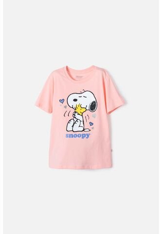 Camiseta De Snoopy Manga Corta Mandarina Para Niña 6 Snoopy