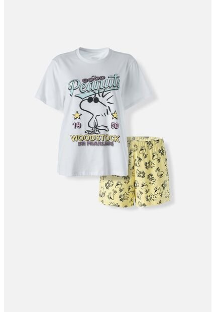Pijama De Snoopy De Pantalón Corto Multicolor Para Mujer XS