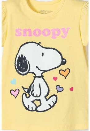 Camiseta De Snoopy Manga Corta Amarilla Para Niña 2T A 5T 4T
